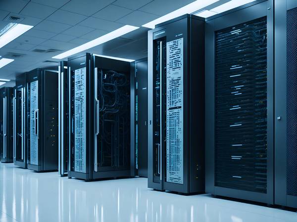 Ett server rum som används för lokal drift istället för en molnbaserad lösning